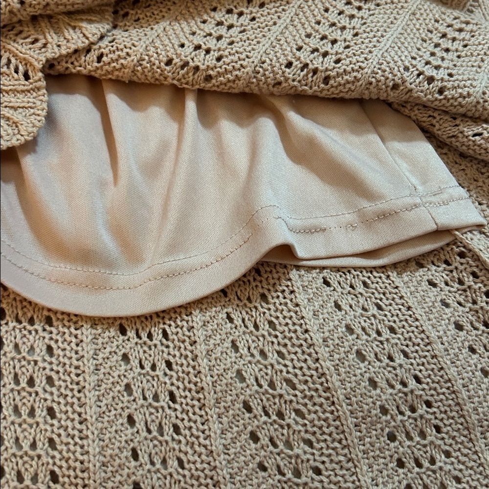 Freshman 1996 Peach Crochet Knit Ruffle Dress Sz Medium Cottagecore medium - Picture 9 of 9